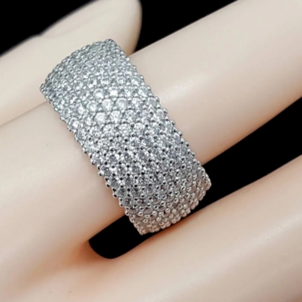 925 Sterling Silver Diamond  Eternity Ring - Picture 3 of 16